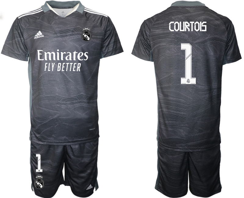 Men 2021-2022 Club Real Madrid black goalkeeper #1 Soccer Jersey